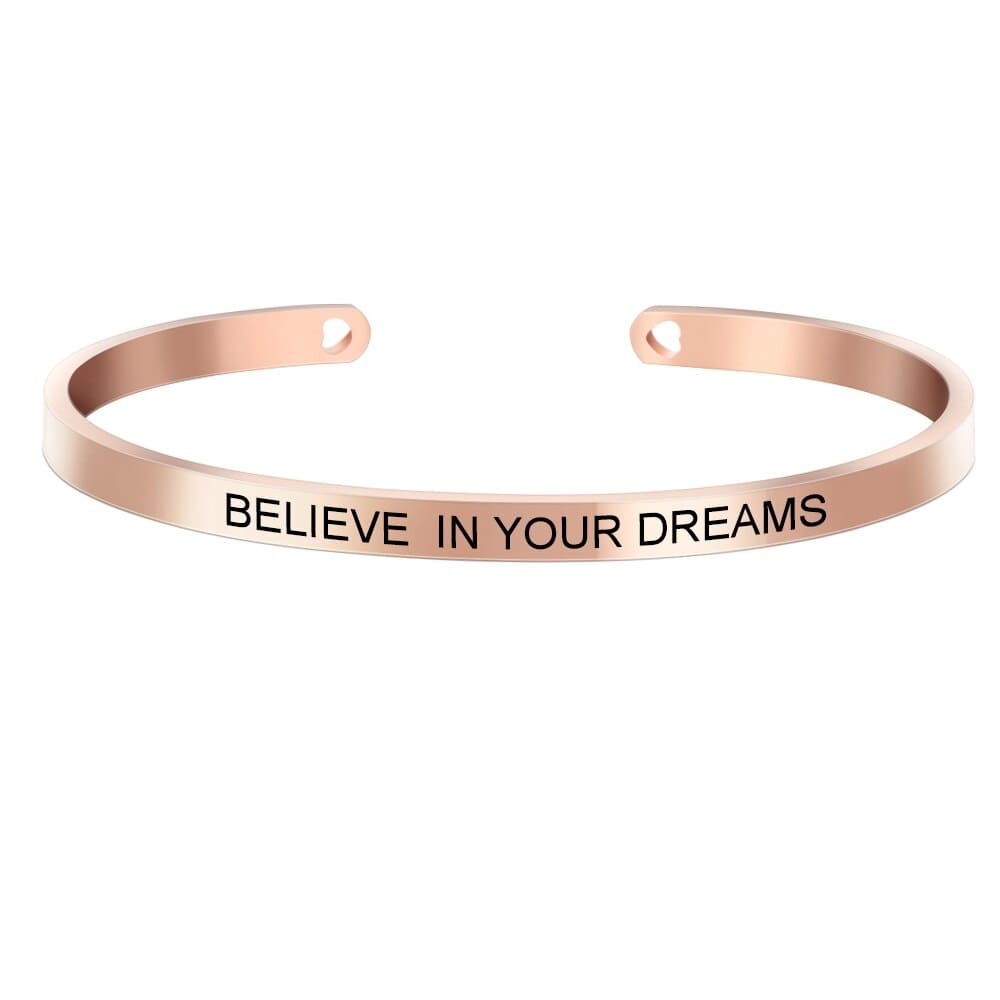 Laser Engraved Cuff Inspirational Quote Bangle