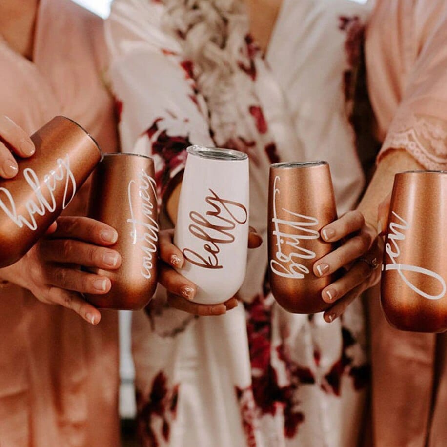 Personalized Flute Tumblers Custom Stainless Tumbler Champagne Bachelorette Party Wine Cup Bridesmaid Proposal Bridal Favors