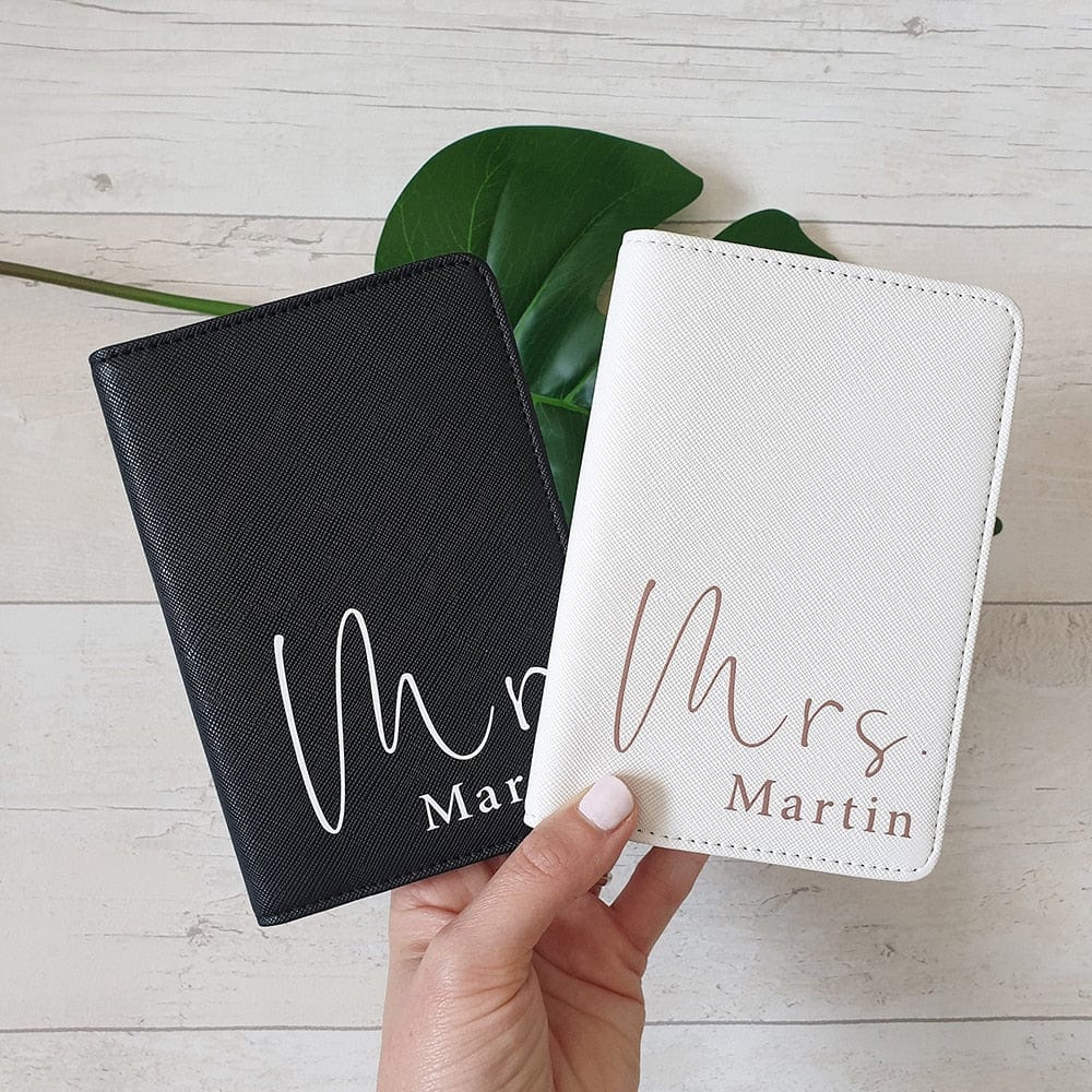 Personalized Passport Holder and Luggage Tag Travel Sets Leather Customize Passport Cover Bride Bridesmaid Honeymoon Mr Mrs Gift