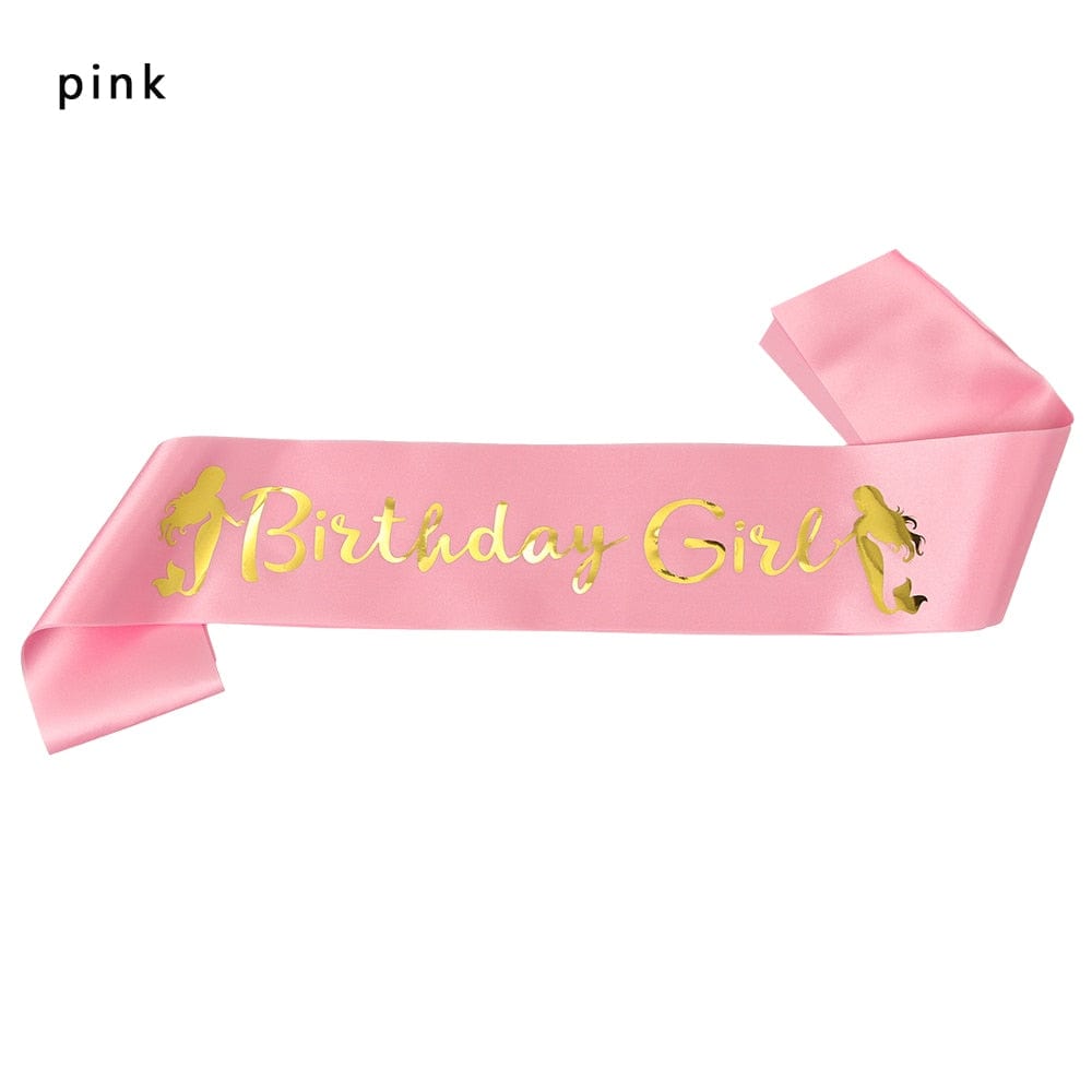 Birthday Girl Glitter Satin Sash Mermaid Birthday Girl Ribbons Shoulder Girdle Party Supplies Fashion Decoration Accessories