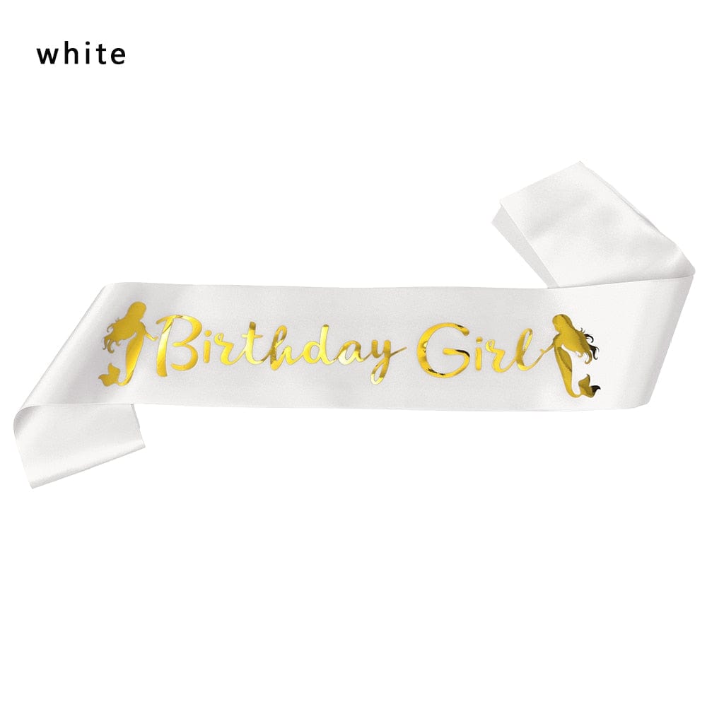 Birthday Girl Glitter Satin Sash Mermaid Birthday Girl Ribbons Shoulder Girdle Party Supplies Fashion Decoration Accessories