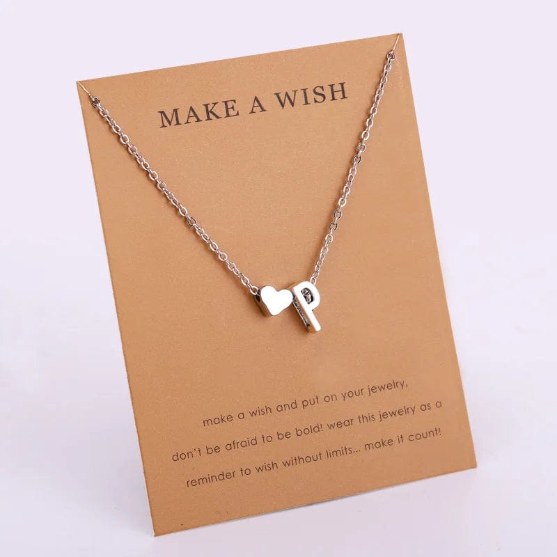 Women Initial Letter Necklace Heart Necklaces Birthday Gift