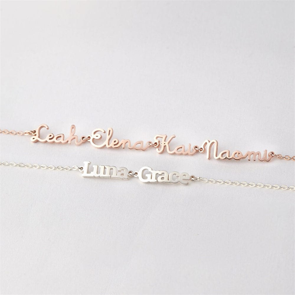 Custom Family Name Bracelet for Women Stainless Stee Link Chain Bracelet Love Gift Adjustable Length Gift for Wife Mom