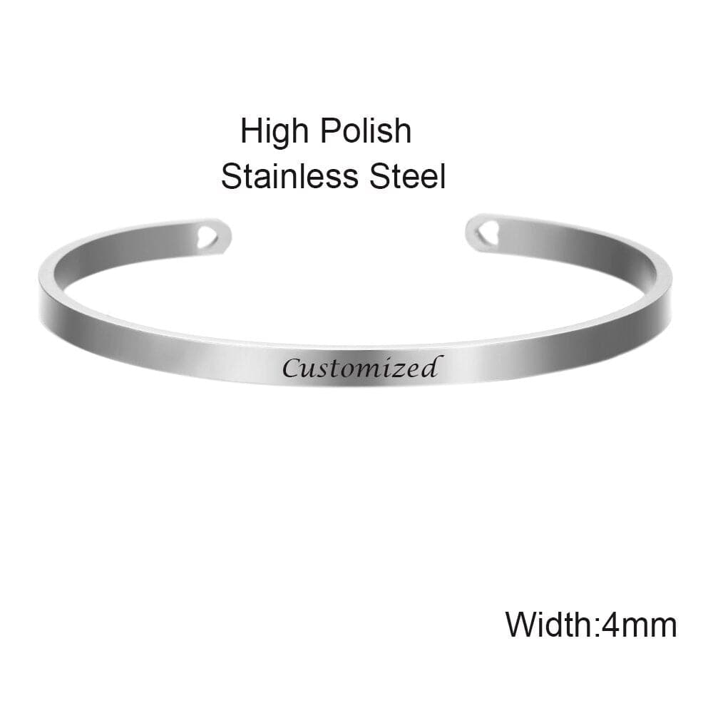 Laser Engraved Cuff Inspirational Quote Bangle