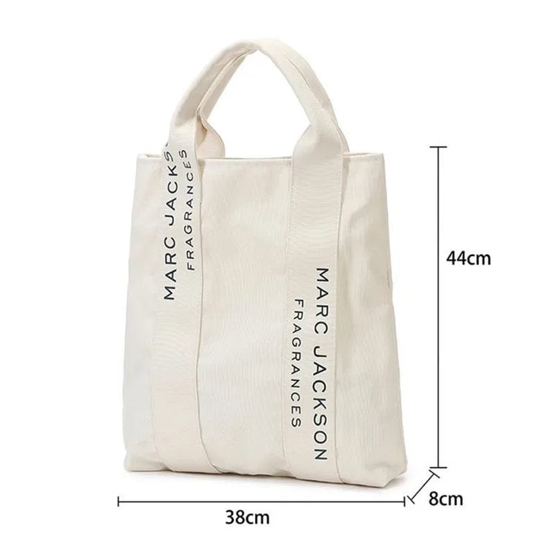 Women's White Canvas Letter Printing Single Shoulder Tote Bag