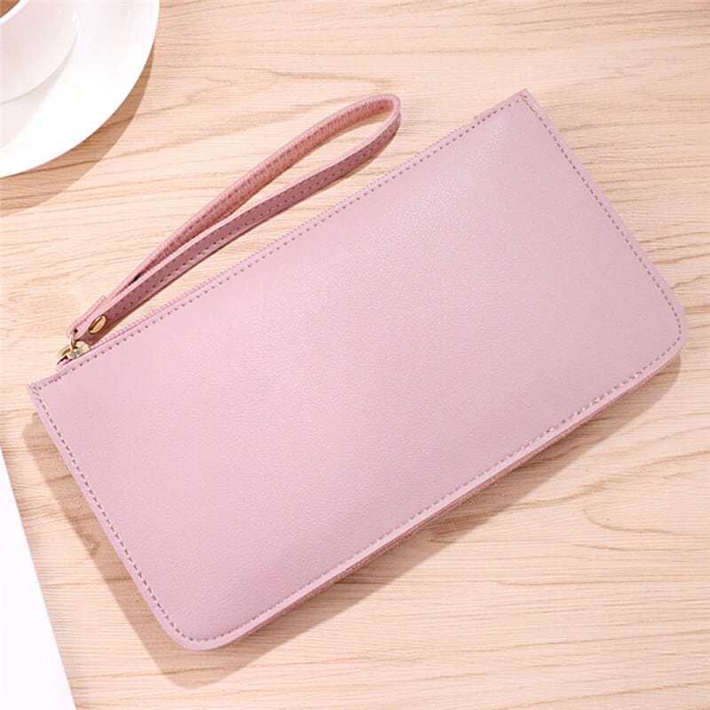 Women Wallet PU Leather Card Holder Solid Color Zipper Coin Purse Fashion Female Clutch Bag