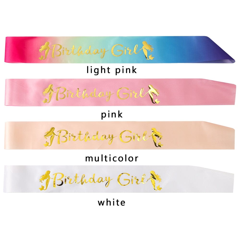 Birthday Girl Glitter Satin Sash Mermaid Birthday Girl Ribbons Shoulder Girdle Party Supplies Fashion Decoration Accessories