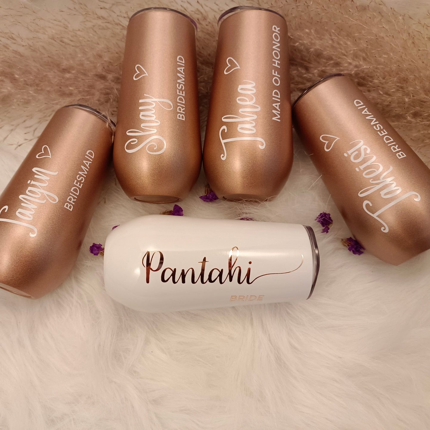 Personalized Flute Tumblers Custom Stainless Tumbler Champagne Bachelorette Party Wine Cup Bridesmaid Proposal Bridal Favors