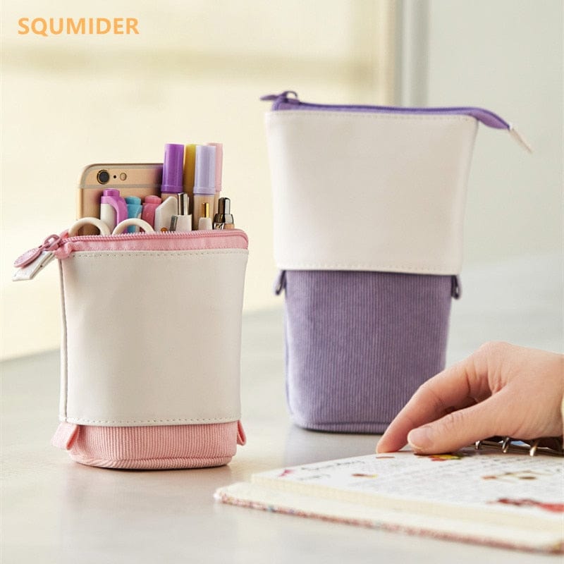 Kids Creative Retractable cat pencil case school stationery bag Kawaii Pencil cases canvas big cute pen holder gifts for kids pen bag