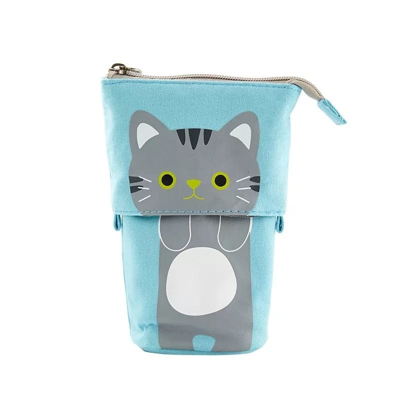 Kids Creative Retractable cat pencil case school stationery bag Kawaii Pencil cases canvas big cute pen holder gifts for kids pen bag