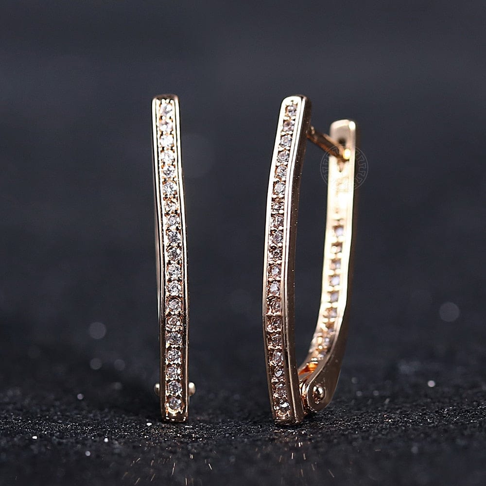 Hoop Earrings V Shaped Long White Cubic Zirconia Earrings Birthday Gifts for Women