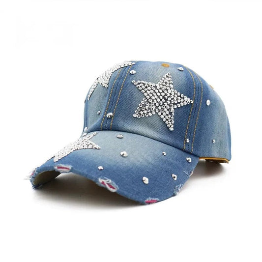 Women's Hat Diamond Flower Cowboy Female Bone Baseball Cap Summer Style Jeans Hat Cowboy Hat Baseball Hats