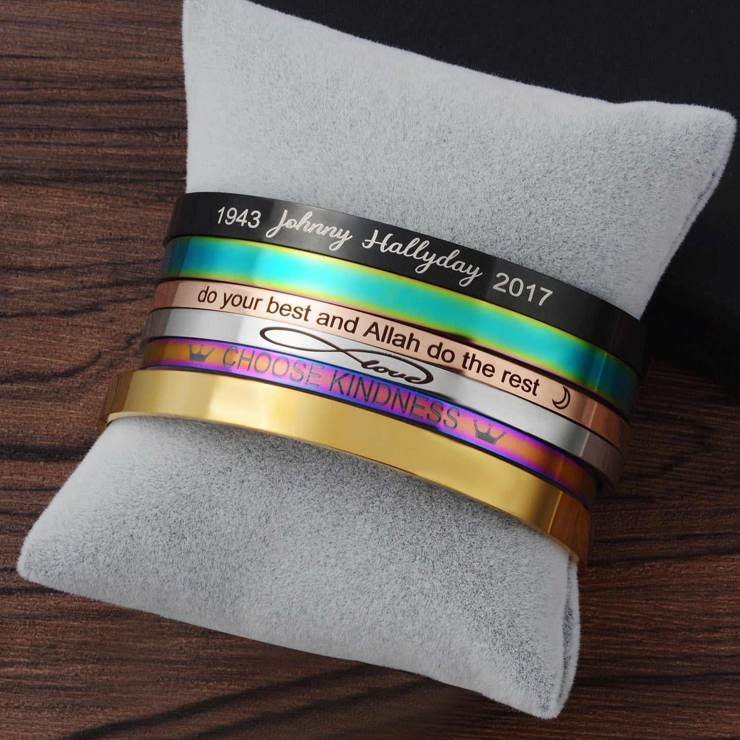 Laser Engraved Cuff Inspirational Quote Bangle