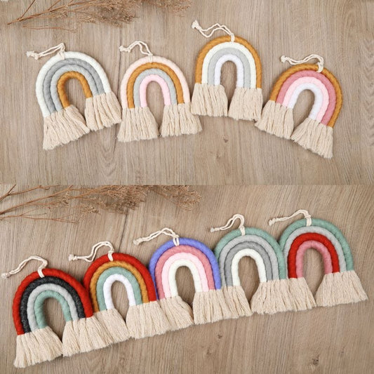 4 Layers Macrame Rainbow Wall Decor for Bedroom Nursery Baby Kids Rooms Colorful Tapestry Rope Woven Tassel Wall Hanging Toys