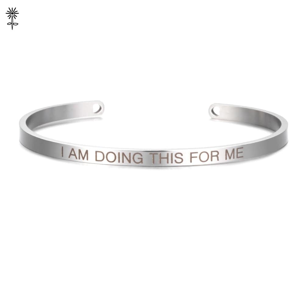 Laser Engraved Cuff Inspirational Quote Bangle