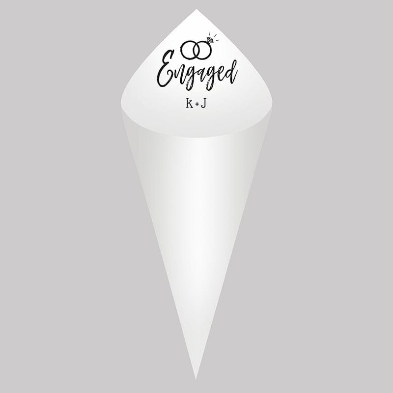 30Pcs Personalized Wedding Cones,White Paper Size 16x16cm ,Custom Name Date Confetti Toss Cones for Bridal Shower Party Favors