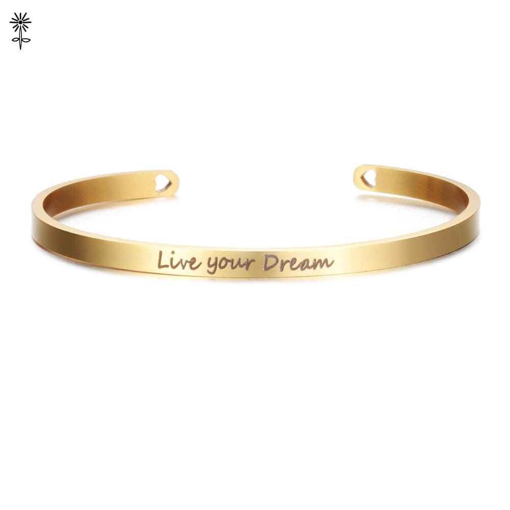 Laser Engraved Cuff Inspirational Quote Bangle