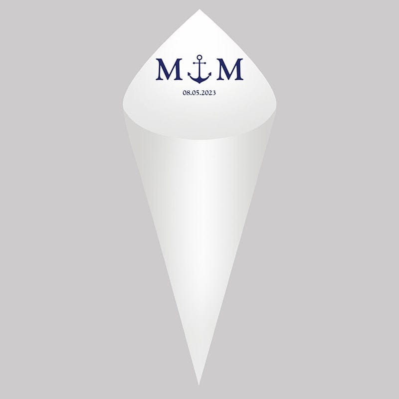 30Pcs Personalized Wedding Cones,White Paper Size 16x16cm ,Custom Name Date Confetti Toss Cones for Bridal Shower Party Favors