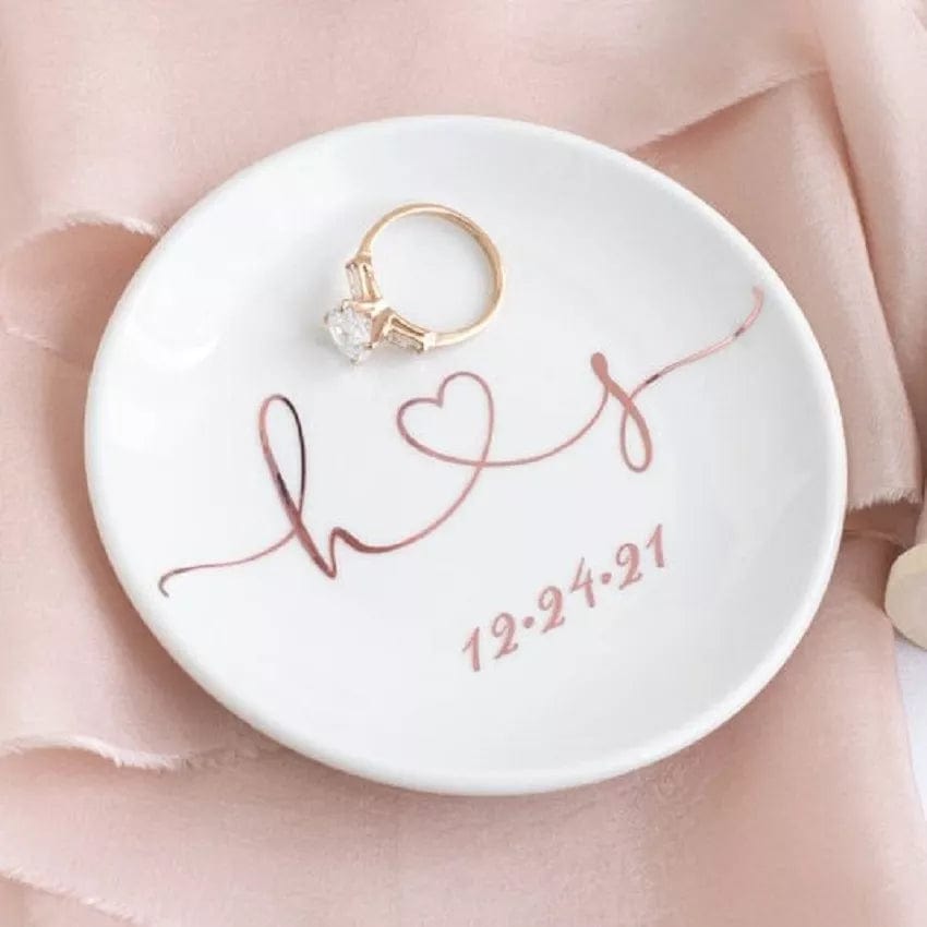 Personalized Ring Dish Wedding Ring Holder Engagement Gift Birthday Custom Wedding Ring Dish Bridal Show Bachelorette Favor