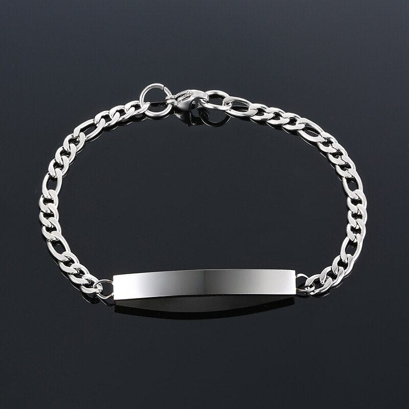 Womens Personalize Custom Love Name Bracelets Solid Stainless Steel Bar Link Chain Anniversary Jewelry