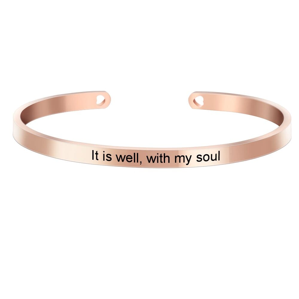 Laser Engraved Cuff Inspirational Quote Bangle