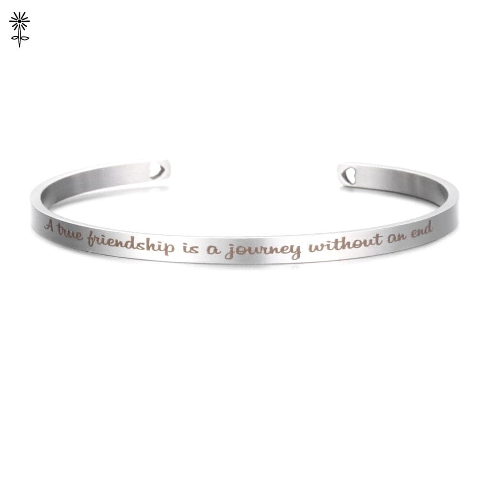 Laser Engraved Cuff Inspirational Quote Bangle