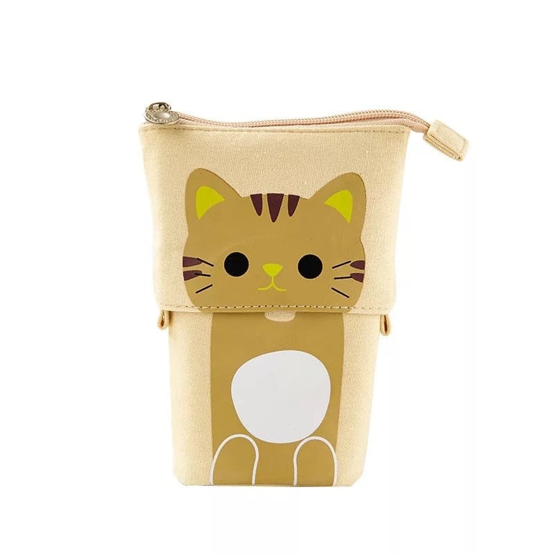 Kids Creative Retractable cat pencil case school stationery bag Kawaii Pencil cases canvas big cute pen holder gifts for kids pen bag