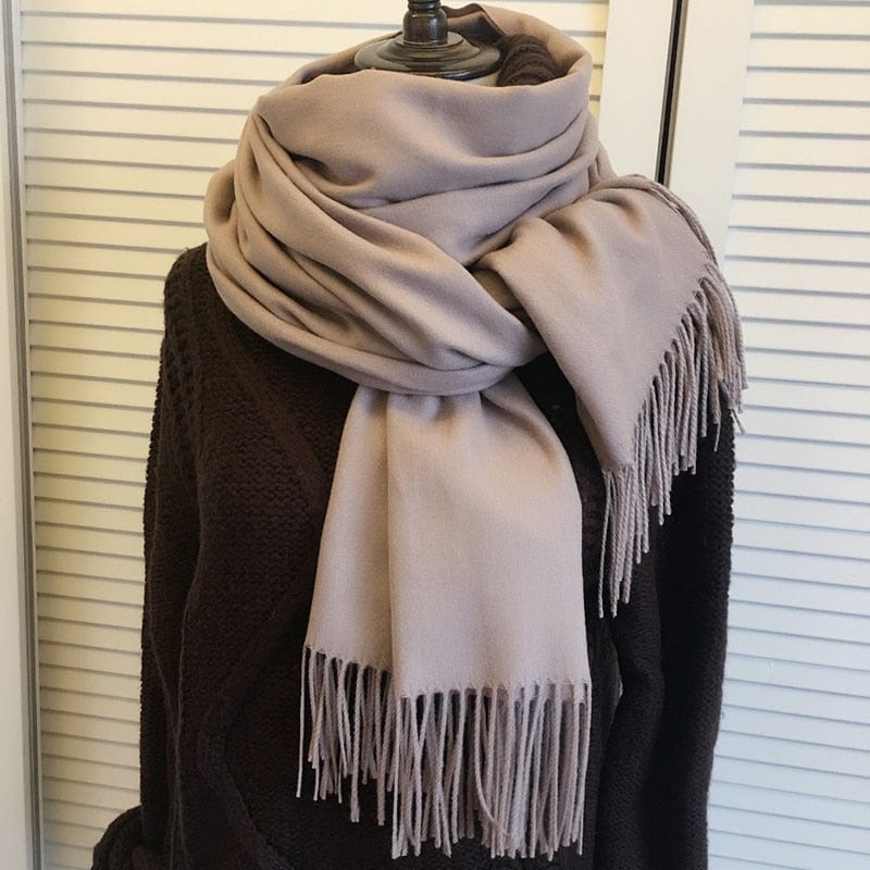 Women Solid Color Scarves With Tassel Lady Winter Autumn Long Scarf Warm Female Shawl Sale Men Scarf