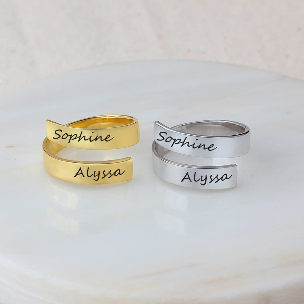 Personalized Gift Customized Engraved Name Stainless Steel Adjustable Rings for Women Anniversary Jewelry