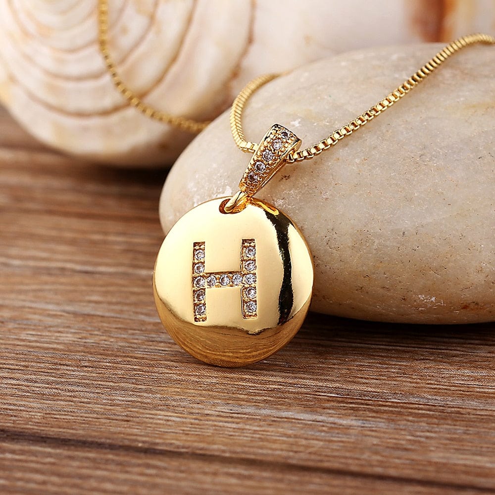 Women Girls Initial Letter Necklace 26 A-Z Charm Neck Pendants Copper Jewelry Personal Gifts