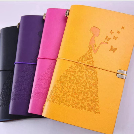 Vintage PU Leather  Butterfly Lady Travelers Notebook Journal