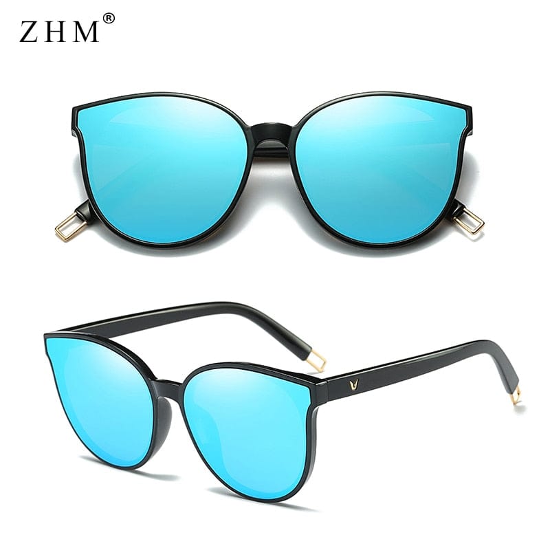 Color Luxury Flat Top Cat Eye Elegant Sunglasses Woman Oversized Sun Glasses UV400