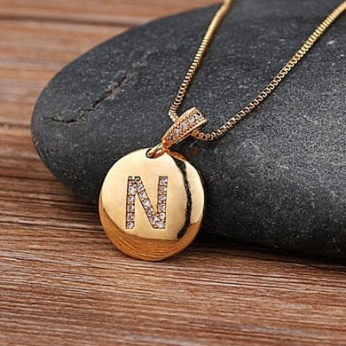 Women Girls Initial Letter Necklace 26 A-Z Charm Neck Pendants Copper Jewelry Personal Gifts