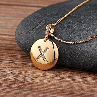 Women Girls Initial Letter Necklace 26 A-Z Charm Neck Pendants Copper Jewelry Personal Gifts