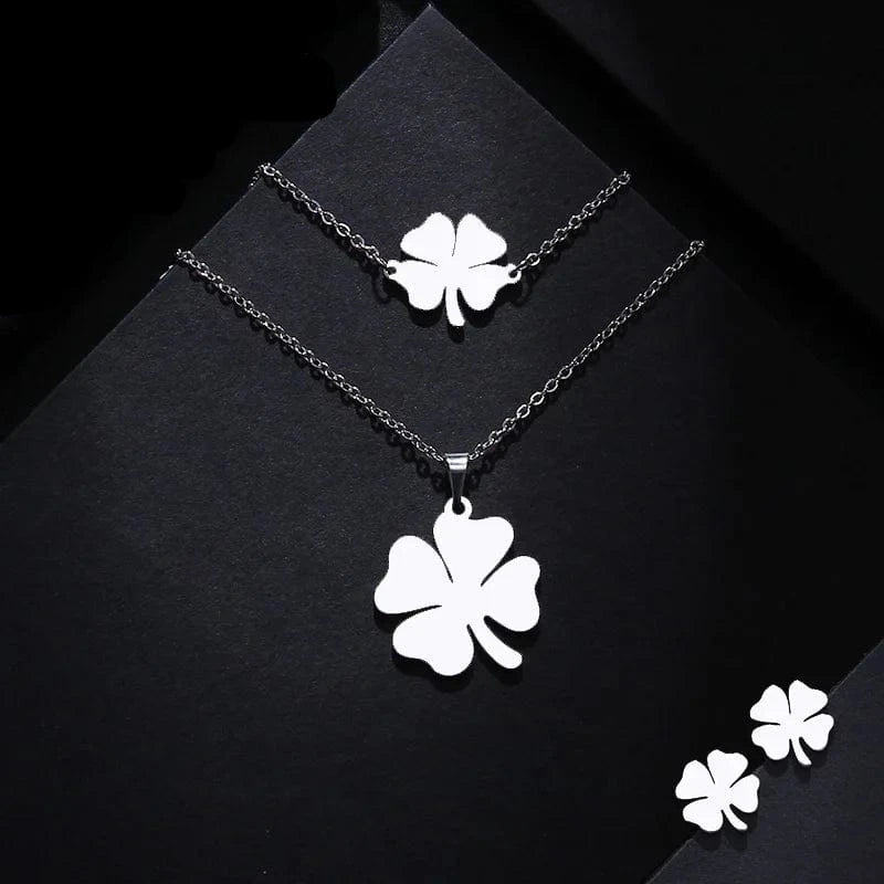 Jewelry Clover Shape Necklace Bracelets Earrings For Women