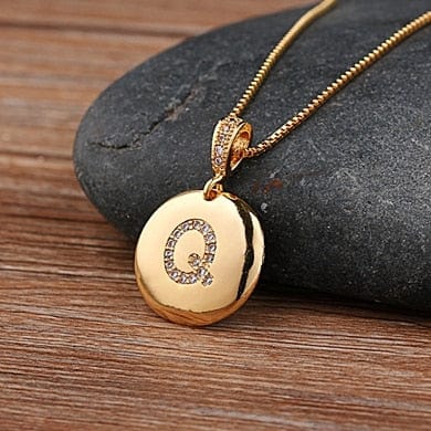 Women Girls Initial Letter Necklace 26 A-Z Charm Neck Pendants Copper Jewelry Personal Gifts