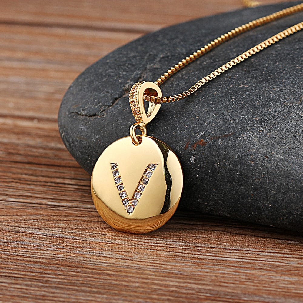 Women Girls Initial Letter Necklace 26 A-Z Charm Neck Pendants Copper Jewelry Personal Gifts