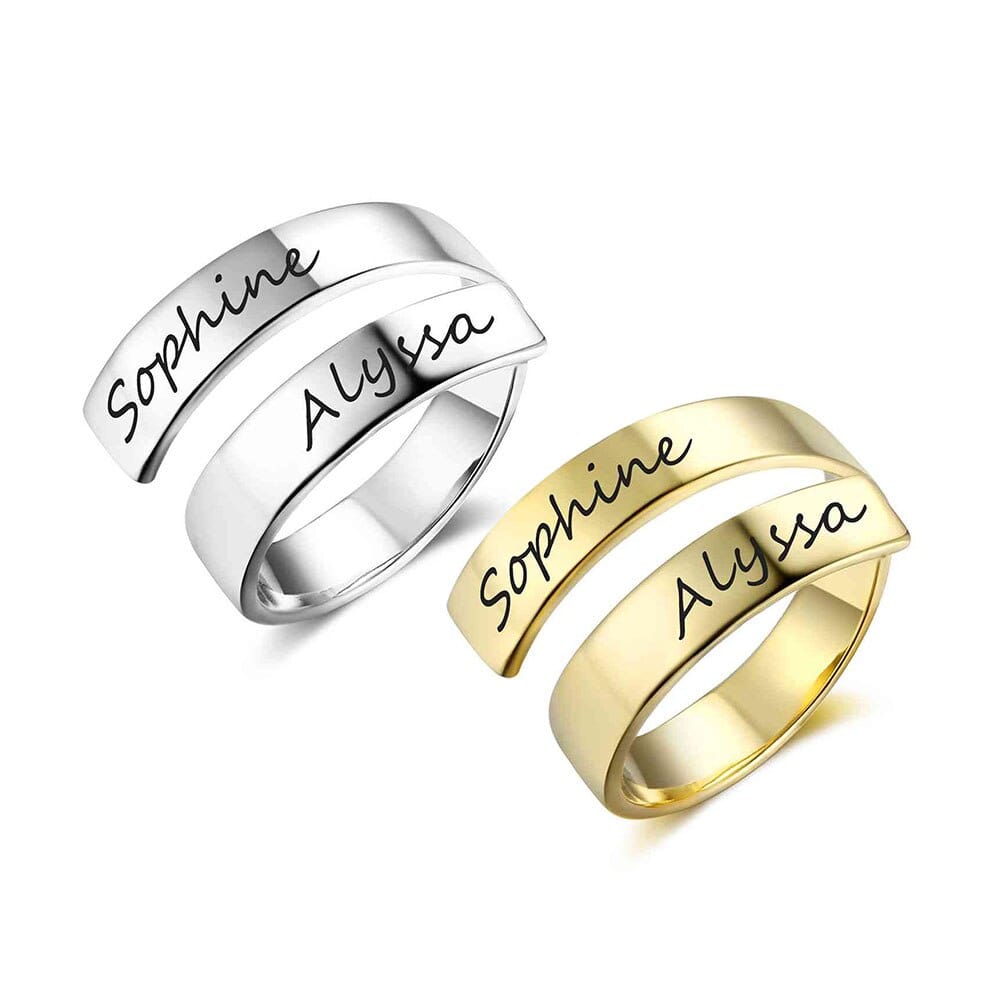 Personalized Gift Customized Engraved Name Stainless Steel Adjustable Rings for Women Anniversary Jewelry