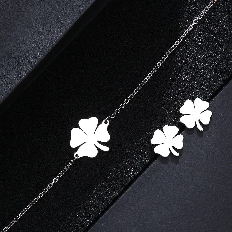 Jewelry Clover Shape Necklace Bracelets Earrings For Women