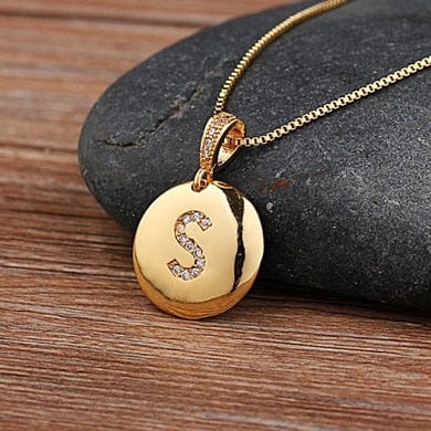 Women Girls Initial Letter Necklace 26 A-Z Charm Neck Pendants Copper Jewelry Personal Gifts