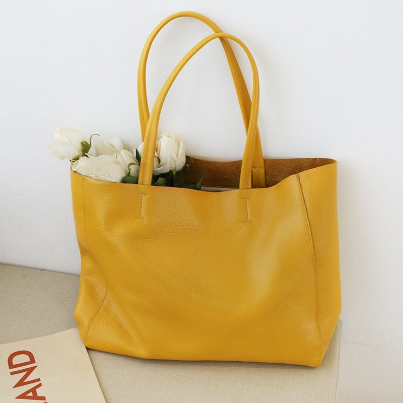 Women Luxury Bag Casual Tote Female Fashion Summer Beach Handbag Lady Popular Soft Genuine Leather Shoulder Shopping Bag