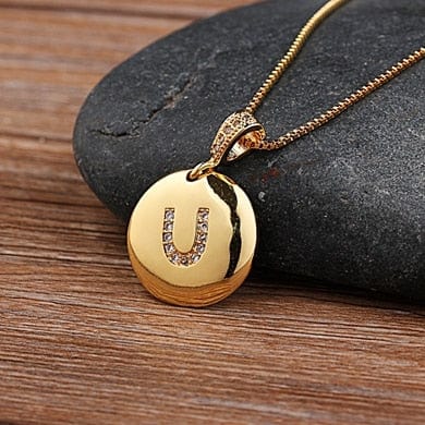 Women Girls Initial Letter Necklace 26 A-Z Charm Neck Pendants Copper Jewelry Personal Gifts