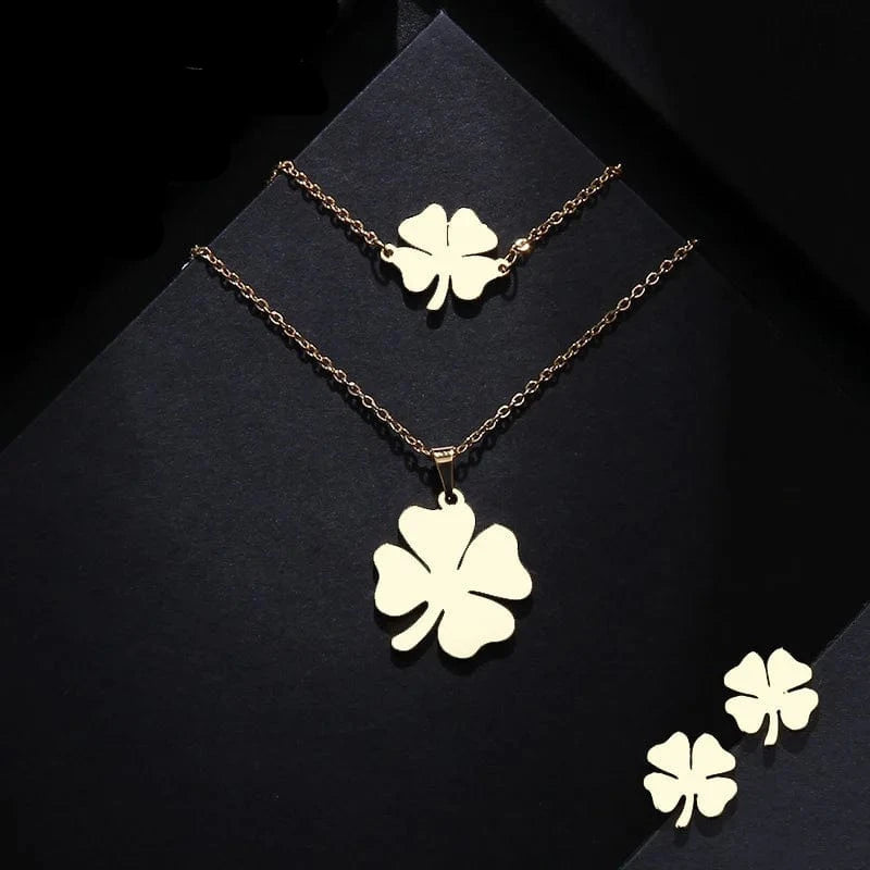 Jewelry Clover Shape Necklace Bracelets Earrings For Women