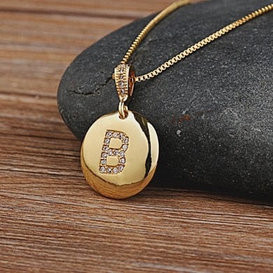 Women Girls Initial Letter Necklace 26 A-Z Charm Neck Pendants Copper Jewelry Personal Gifts