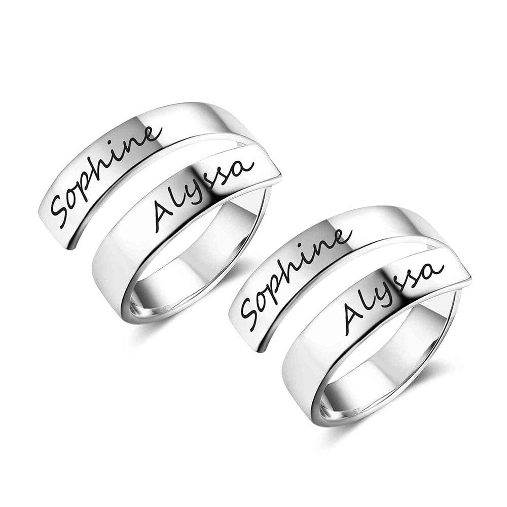 Personalized Gift Customized Engraved Name Stainless Steel Adjustable Rings for Women Anniversary Jewelry