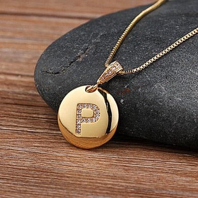 Women Girls Initial Letter Necklace 26 A-Z Charm Neck Pendants Copper Jewelry Personal Gifts