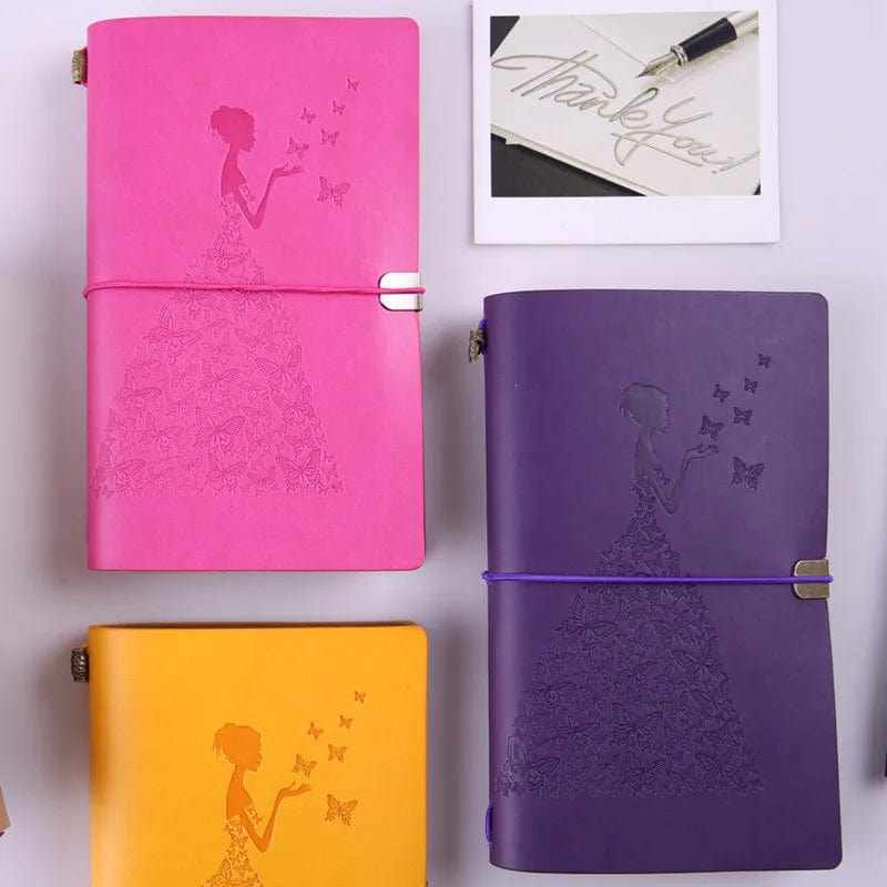 Vintage PU Leather  Butterfly Lady Travelers Notebook Journal