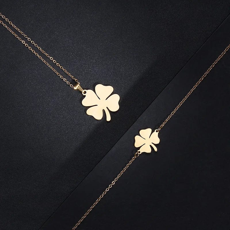 Jewelry Clover Shape Necklace Bracelets Earrings For Women