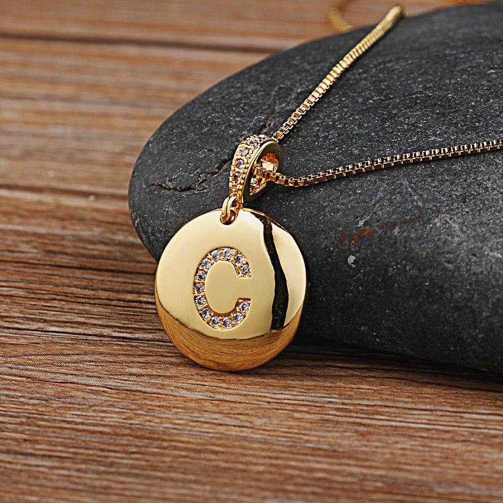 Women Girls Initial Letter Necklace 26 A-Z Charm Neck Pendants Copper Jewelry Personal Gifts