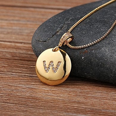 Women Girls Initial Letter Necklace 26 A-Z Charm Neck Pendants Copper Jewelry Personal Gifts